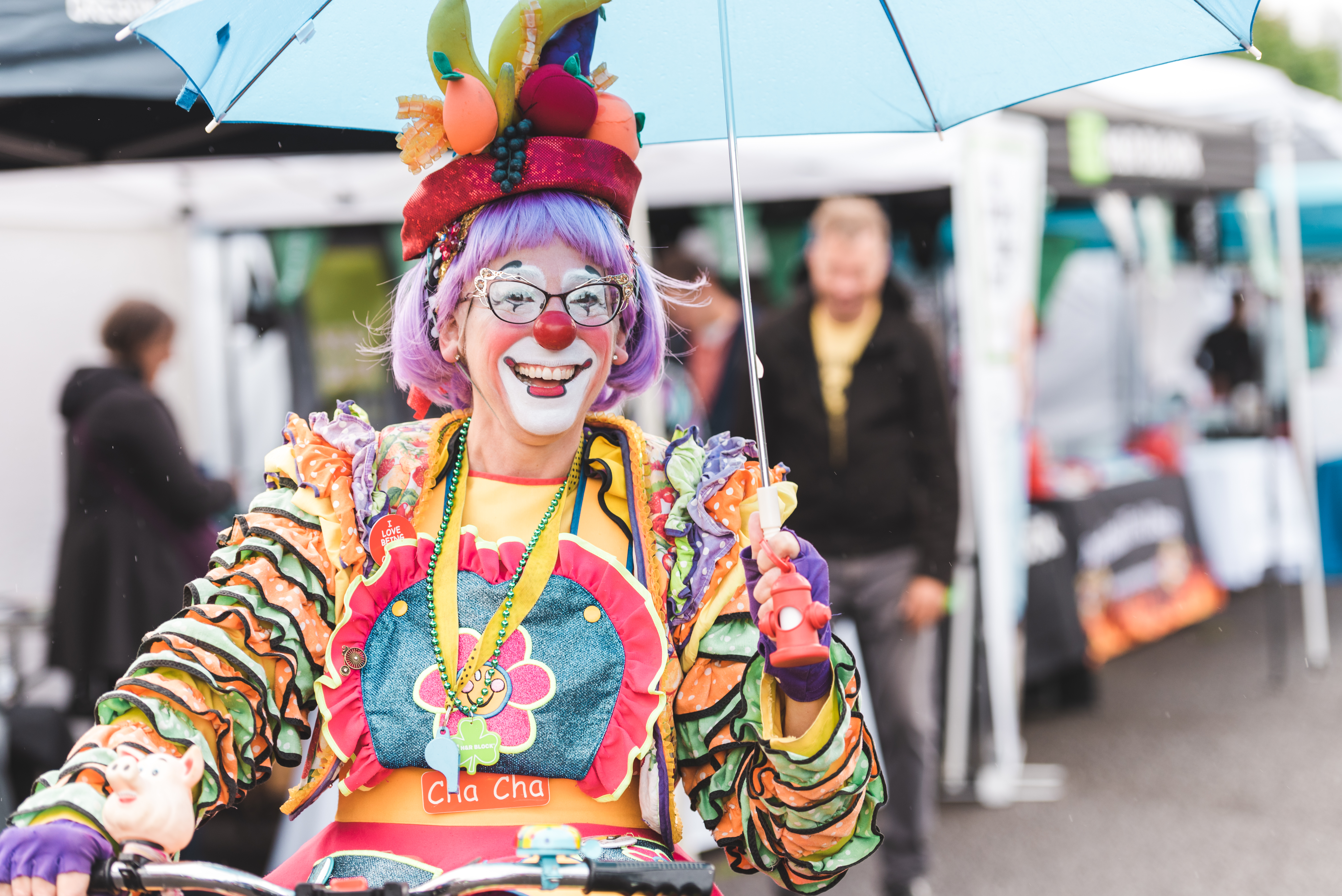 Female clown named Cha Cha at Festival of Nations