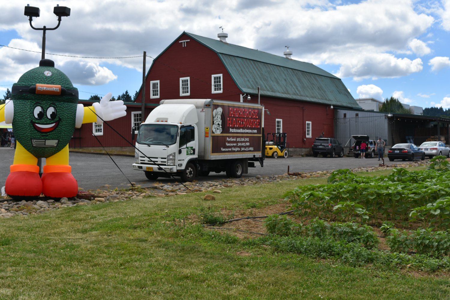 Parkrose Hardware truck barked in front of barn