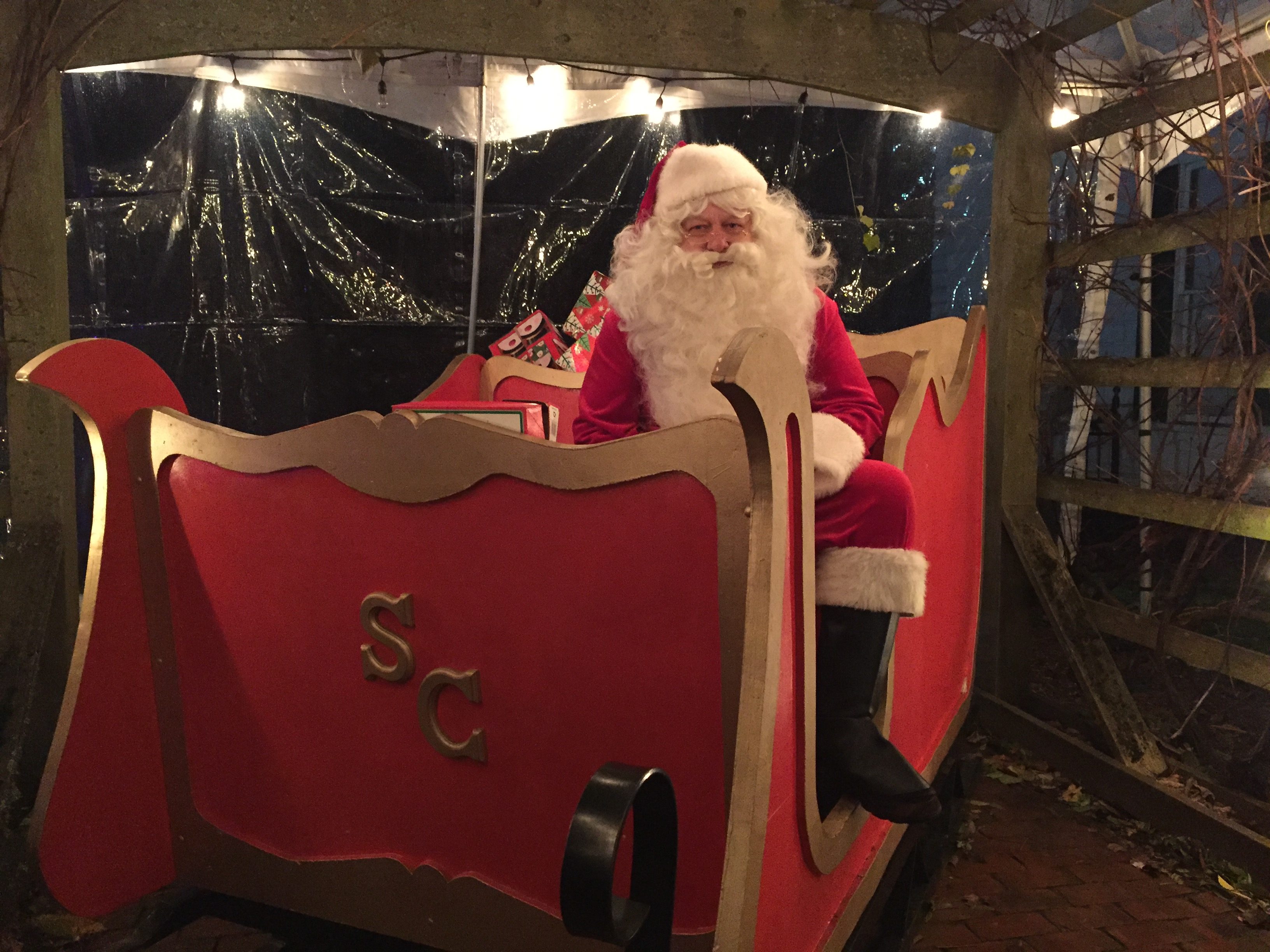 Santa in a sleigh at Winterville Christmas Festival