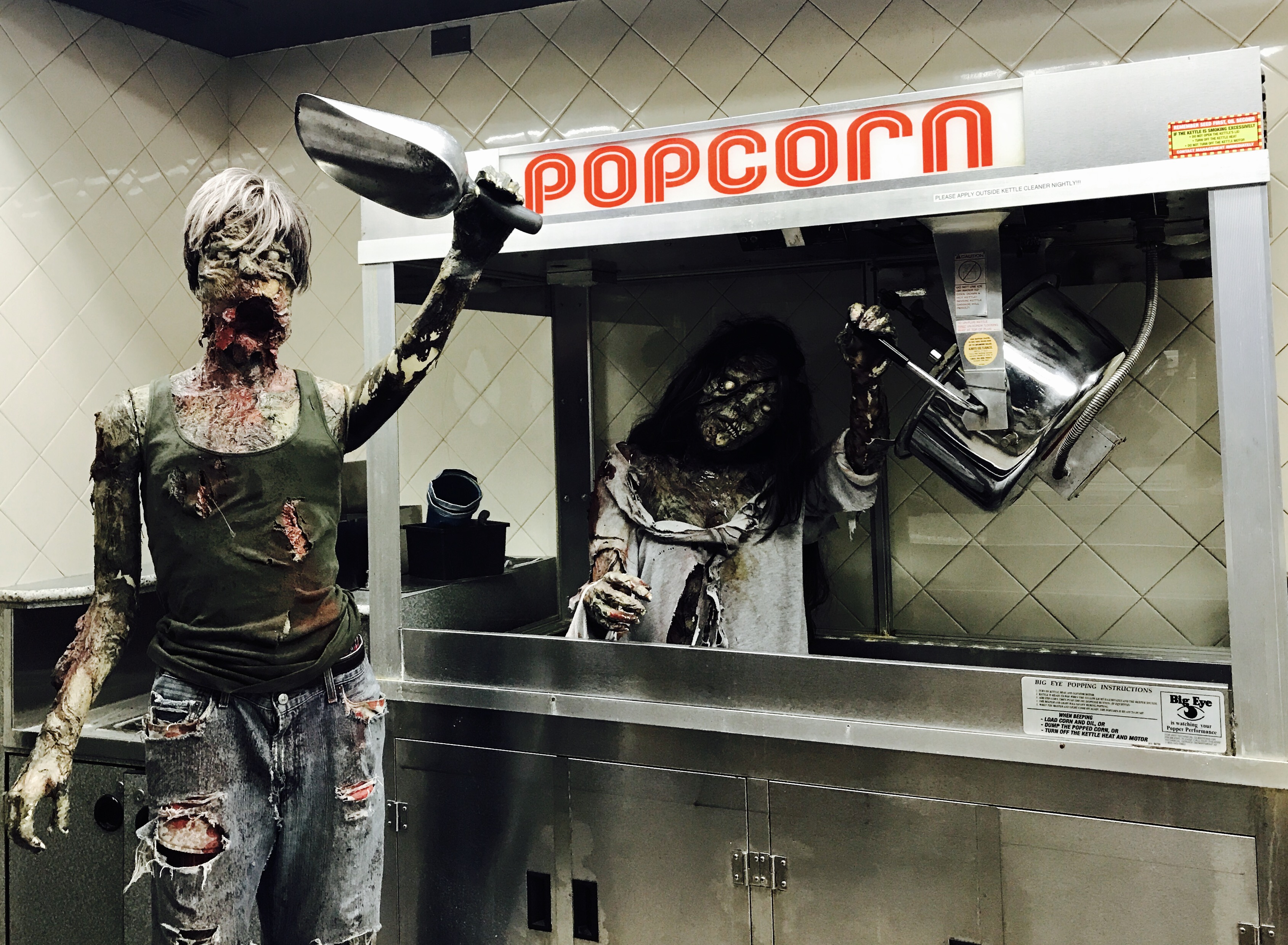 Zombies inside popcorn machine