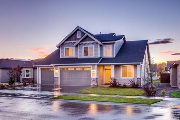 Newly built house after a rainstorm