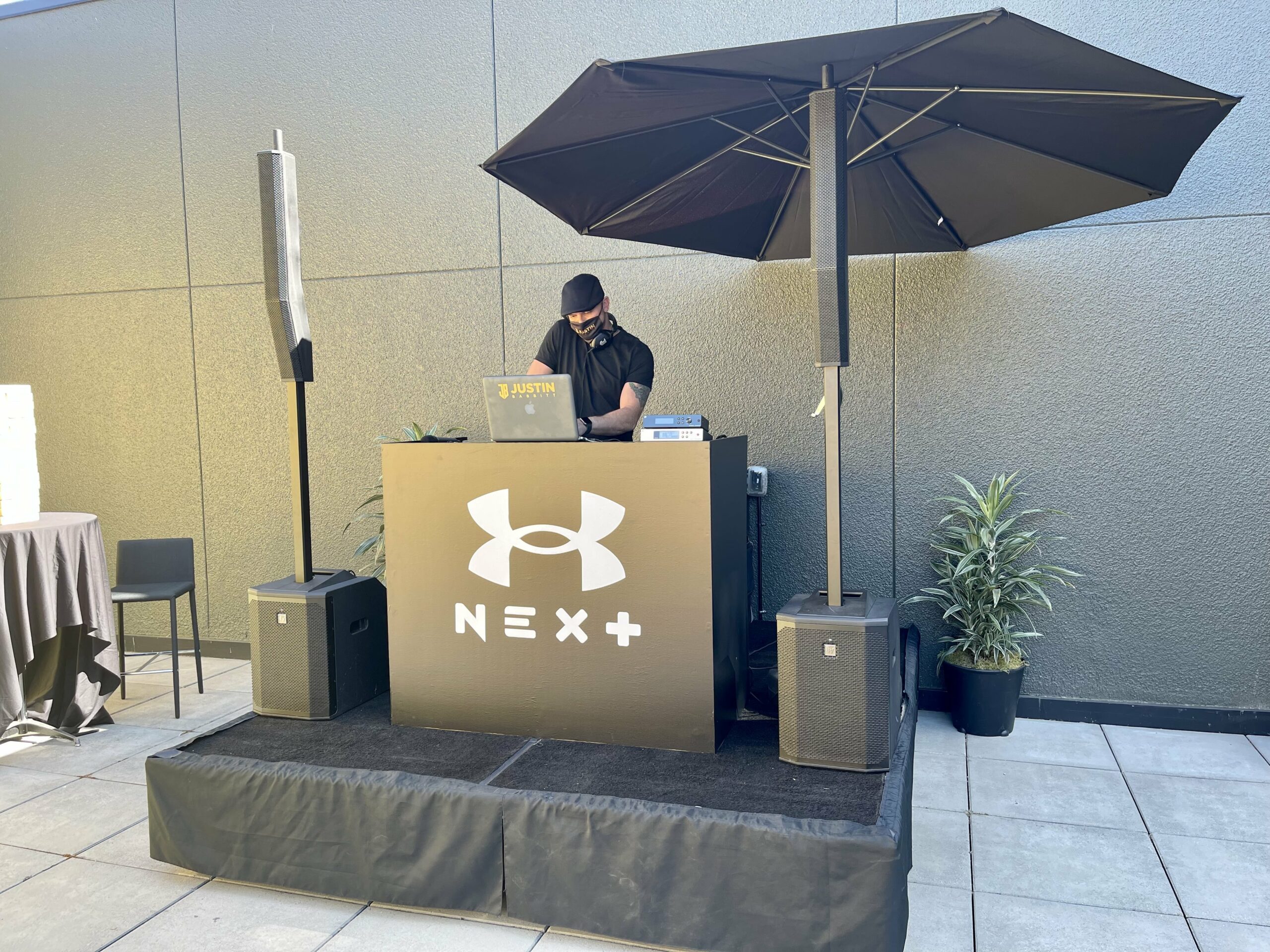 DJ booth at Under Armour Next Dinner party