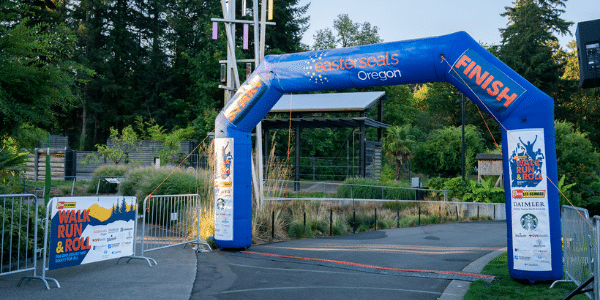 blow up finish line for Easterseals Oregon race