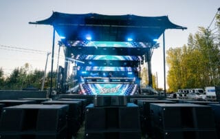 Stage with LED lights at Road Rage Drive-In