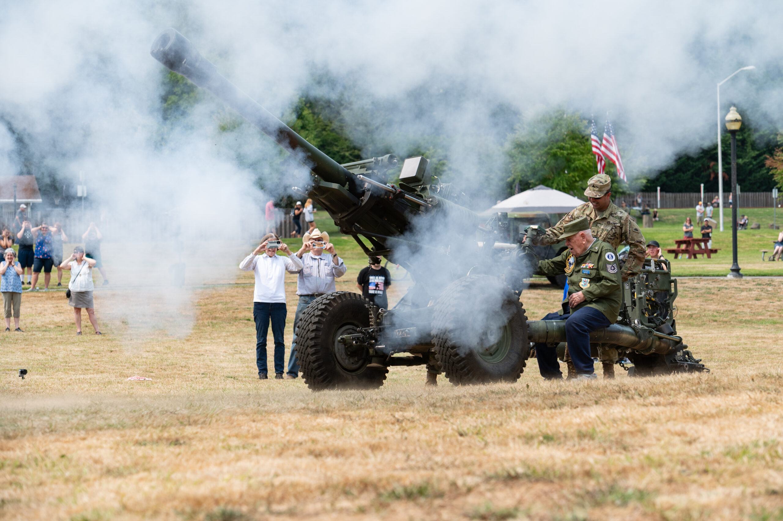 Cannon going off at a war reenactment