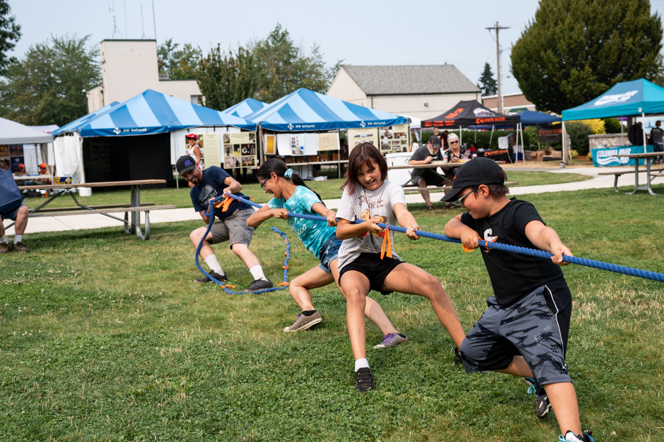 Kids playing tug-of-war at 100-year centennial celebration in Scappoose